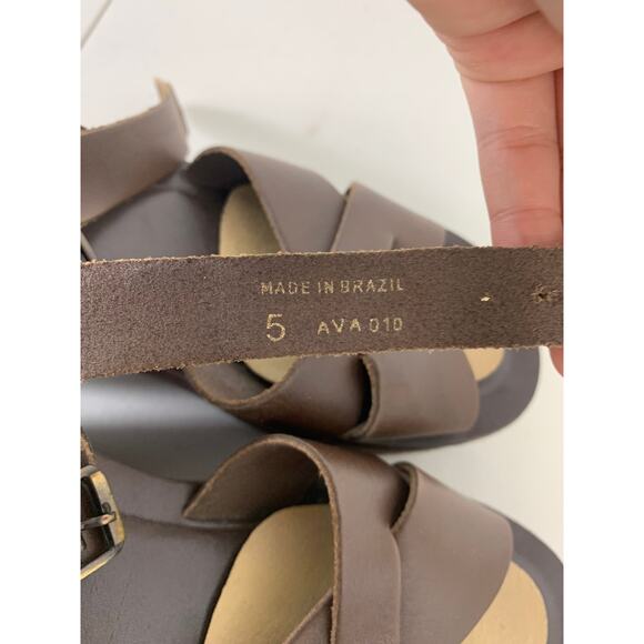 Kork-Ease Women’s Leather Platform Sandals Wedge Heel Ankle Straps Brown Size 5 - Picture 10 of 10